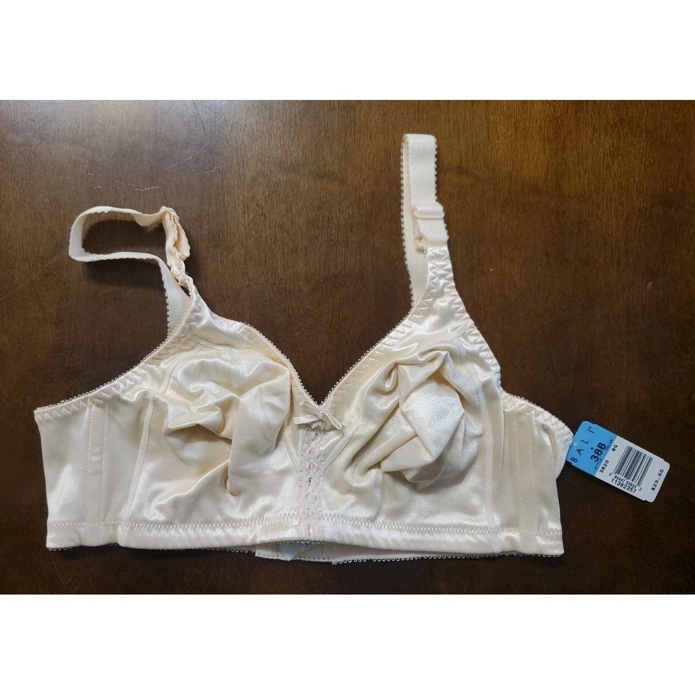Vintage Bali Bra Flexible Support Full Coverage Shiny Satin Womens Size 38B 3820